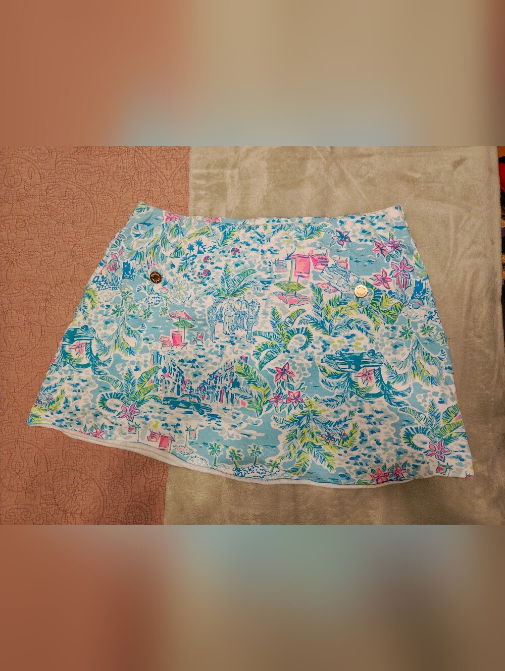 Lilly Pulitzer Pink Label Floral Mini Skort in Sky Blue & Hot Pink